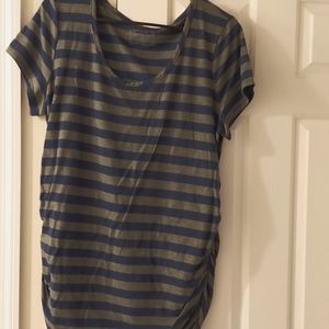 Motherhood Maternity green and blue striped shirt